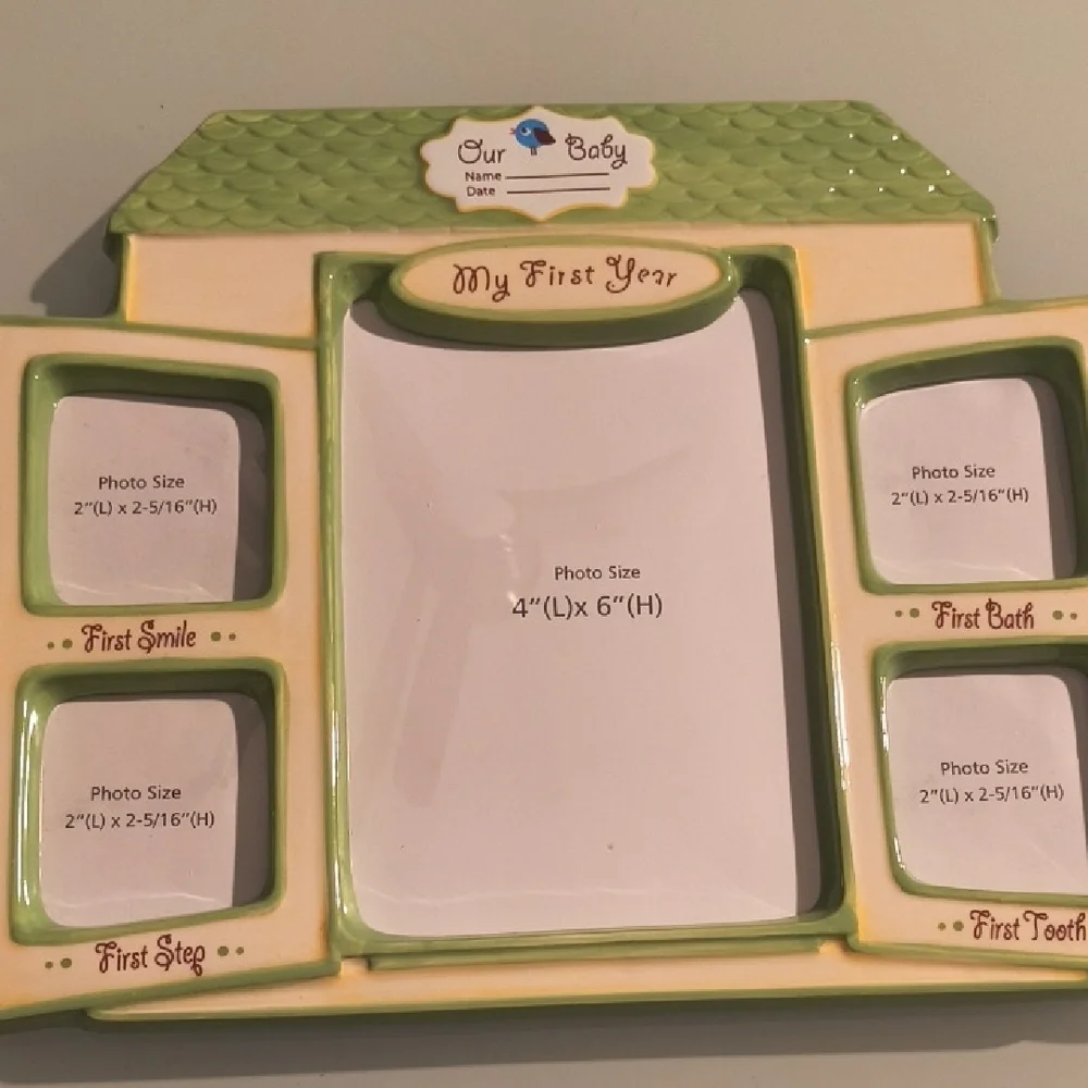 Avon Green and Cream Baby Photo Frame